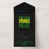 現代の編集可能なシンプルな黒の画像テキストテンプレート オールインワン招待状 (内側)