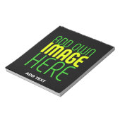 現代の編集可能なシンプルな黒の画像テキストテンプレート ノートパッド (回転)