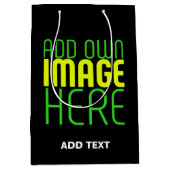 現代の編集可能なシンプルな黒の画像テキストテンプレート ミディアムペーパーバッグ (正面)