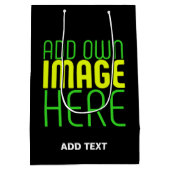 現代の編集可能なシンプルな黒の画像テキストテンプレート ミディアムペーパーバッグ (裏面)