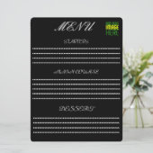 現代の編集可能なシンプルな黒の画像テキストテンプレート メニュー (スタンド正面)