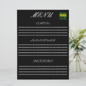 現代の編集可能なシンプルな黒の画像テキストテンプレート メニュー (スタンド正面)