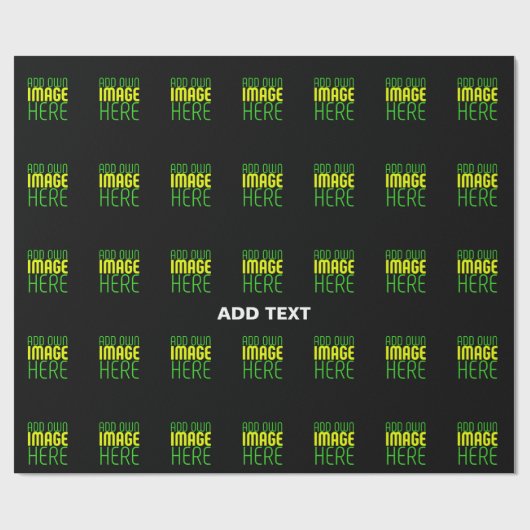 現代の編集可能なシンプルな黒の画像テキストテンプレート ラッピングペーパー (フラット)