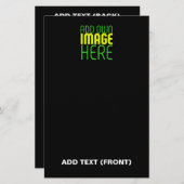 現代の編集可能なシンプルな黒の画像テキストテンプレート 便箋 (正面/裏面)