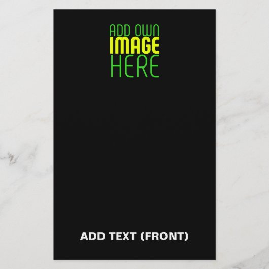 現代の編集可能なシンプルな黒の画像テキストテンプレート 便箋 (正面)