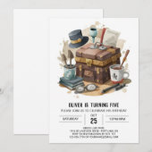 現代の編集可能な探偵の誕生日 招待状 (正面/裏面)