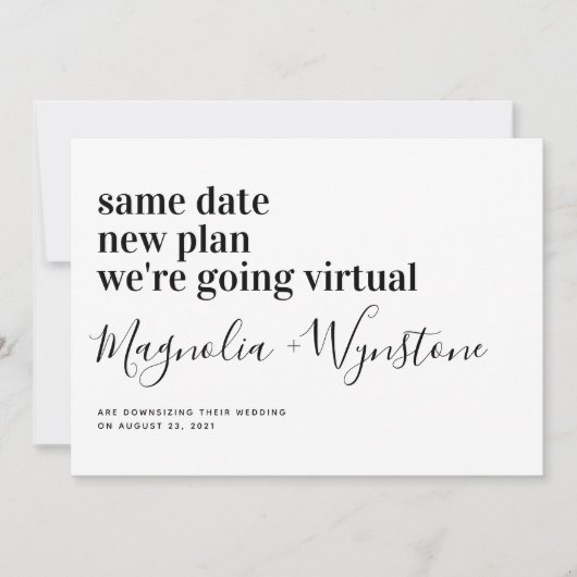 現代の縮小仮想結婚式 案内状 (正面)