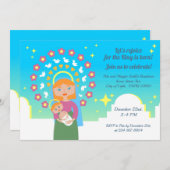 現代の聖なるマリアと子供たちのクリスマス祝祭 招待状 (正面/裏面)