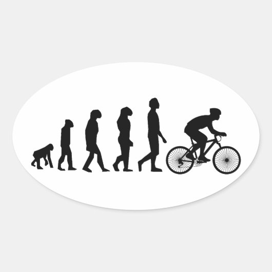 現代の自転車に至る人類の進化 楕円形シール (正面)