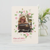 現代の花のアーチフレームの卒業写真 招待状 (スタンド正面)