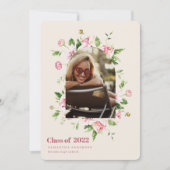 現代の花のアーチフレームの卒業写真 招待状 (正面)