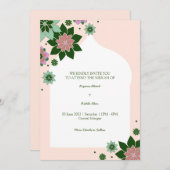 現代の花をモチーフにした抽象的なニッカの招待状 招待状 (正面/裏面)