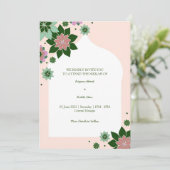 現代の花をモチーフにした抽象的なニッカ・イブの招待状 招待状 (スタンド正面)