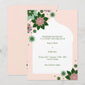 現代の花をモチーフにした抽象的なニッカ・イブの招待状 招待状 (正面/裏面)