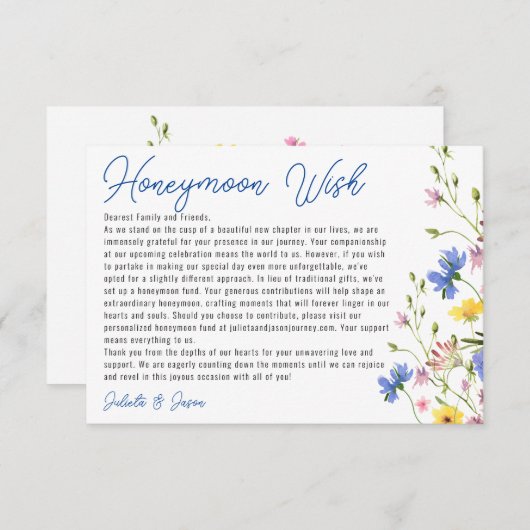 現代の草原の野生の花が井戸を願う エンクロージャーカード (正面/裏面)