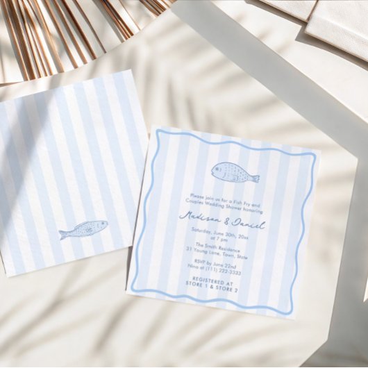 現代の落書き魚の食事会エンゲージメントパーティー 招待状