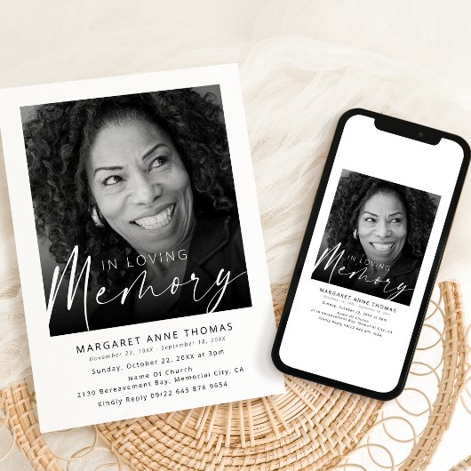 現代の葬儀 写真による 人生の祝祭 招待状