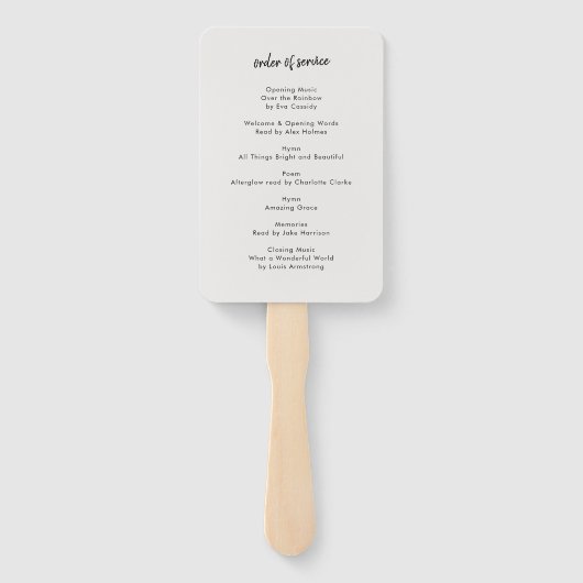 現代の葬儀 | 生涯の感謝式典の進行表 ハンドファン (裏面)