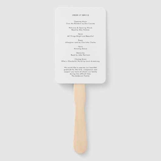 現代の葬儀 | 追悼式の記念写真 ハンドファン (裏面)