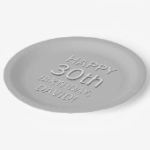 現代の誰でも年齢編集可能な誕生日 ペーパープレート (アングル)