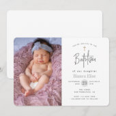 現代の赤ちゃんの写真 洗礼 招待状 (正面/裏面)