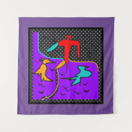 現代の赤と水色の鳥のショータペストリー タペストリー