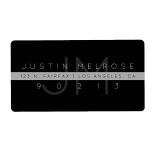 現代の返送先ラベル   ブラック＆グレー ラベル
