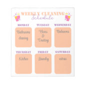 現代の週別清掃スケジュールチェックリストテンプレート ノートパッド (正面)