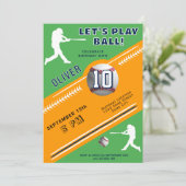 現代の野球選手をテーマにした誕生日パーティー 招待状 (スタンド正面)