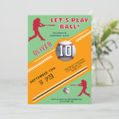 現代の野球選手をテーマにした誕生日 招待状 (スタンド正面)