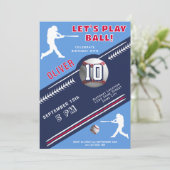 現代の野球選手をテーマにした誕生日 招待状 (スタンド正面)