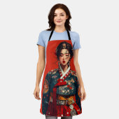 現代の韓国の女性の韓服の肖像画 エプロン (着用した状態)