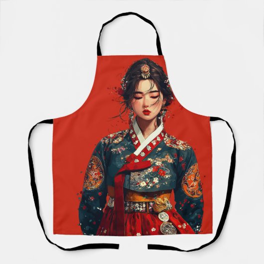 現代の韓国の女性の韓服の肖像画 エプロン (正面)