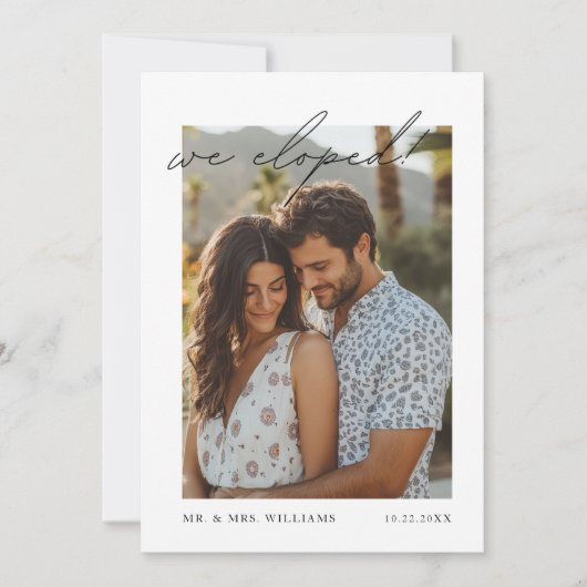 現代の駆け落ち発表 | 私たち駆け落ちしました 招待状 (正面)