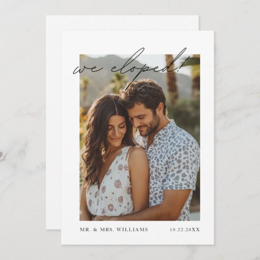 現代の駆け落ち発表 | 私たち駆け落ちしました 招待状 (正面/裏面)