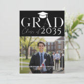 現代の高校卒業写真 黒の卒業 案内状 (スタンド正面)