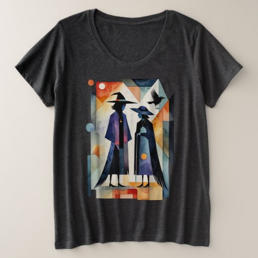 現代の魔女 - 抽象アート6 - ファンの楽しみ プラスサイズTシャツ (デザイン正面)