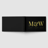 現代の黒い金箔モノグラムイニシャルウェディング ゲストブック (全面)