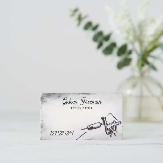 現代の黒と白のタトゥーマシン 名刺 (スタンド正面)