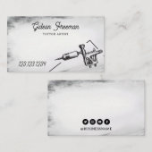 現代の黒と白のタトゥーマシン 名刺 (正面/裏面)