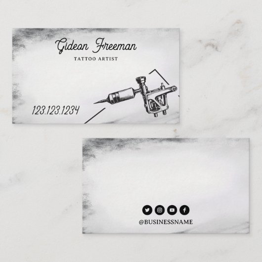 現代の黒と白のタトゥーマシン 名刺 (正面/裏面)