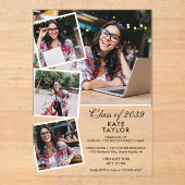 現代の4枚の写真の組み合わせ 卒業パーティー アクリル招待状 (正面)