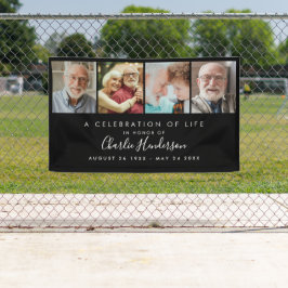 現代の4枚の写真オーダーメイドテキスト葬儀用バナー 横断幕