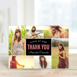 現代の6枚の写真コラージュ卒業感謝 サンキューカード