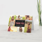 現代の6枚の写真コラージュ卒業感謝 サンキューカード (正面)