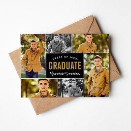 現代の6枚写真コラージュ卒業パーティー 招待状