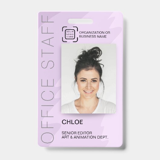 現代のIDカード オフィススタッフ 従業員 バーコード ロゴ バッジ (正面)