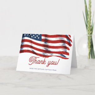現代アメリカ国旗 4th of July 軍隊引退 サンキューカード