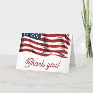 現代アメリカ国旗 4th of July 軍隊引退 サンキューカード