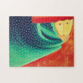現代アートのアクリル画 女性の思考 ジグソーパズル (横)